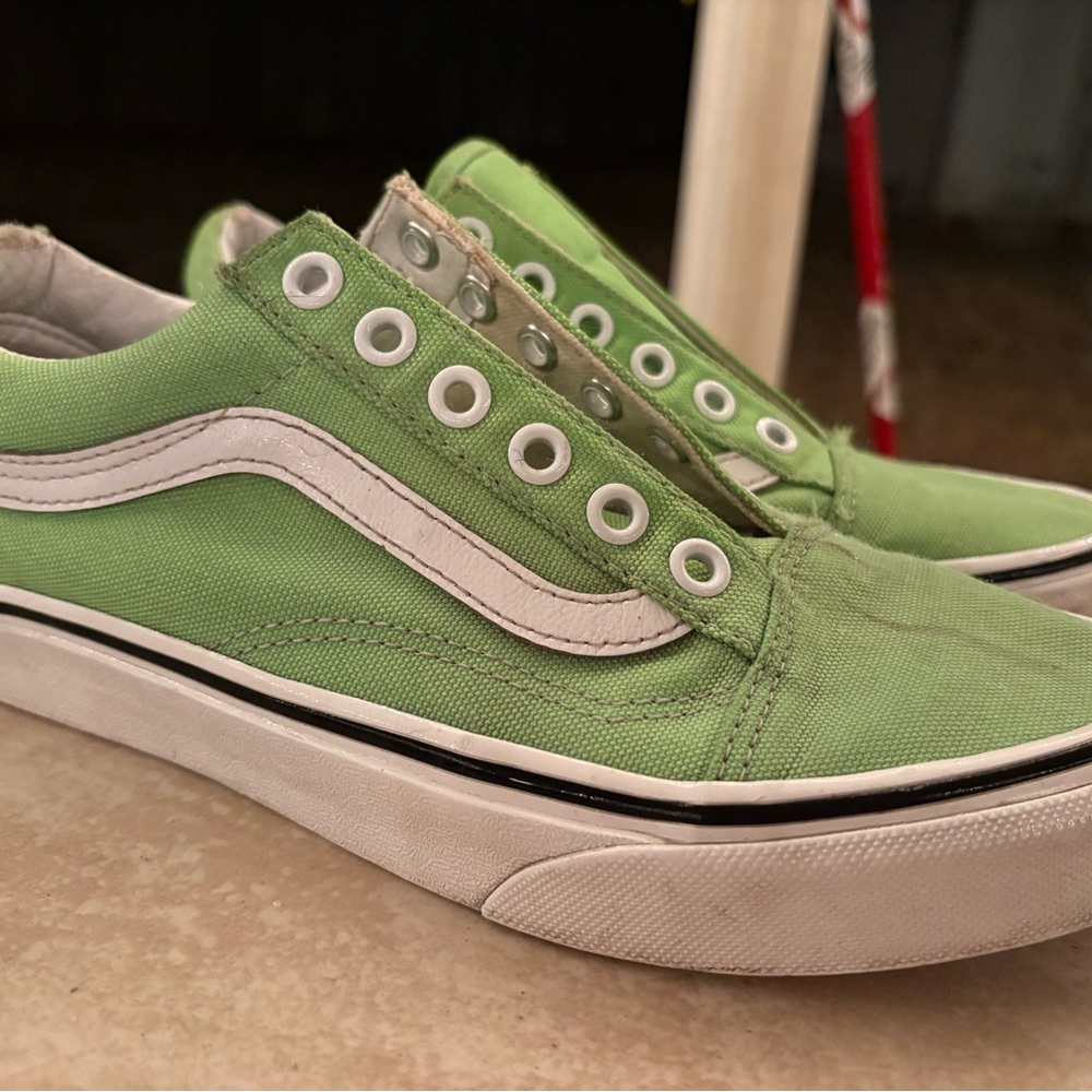 Green and White vans